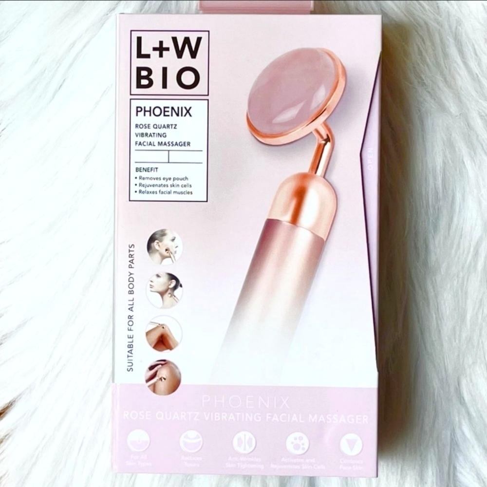 Phoenix + Willow ✦ Rose Quartz Vibrating Face Roller ✦ Luxe Skincare Tool NWT - Picture 2 of 15